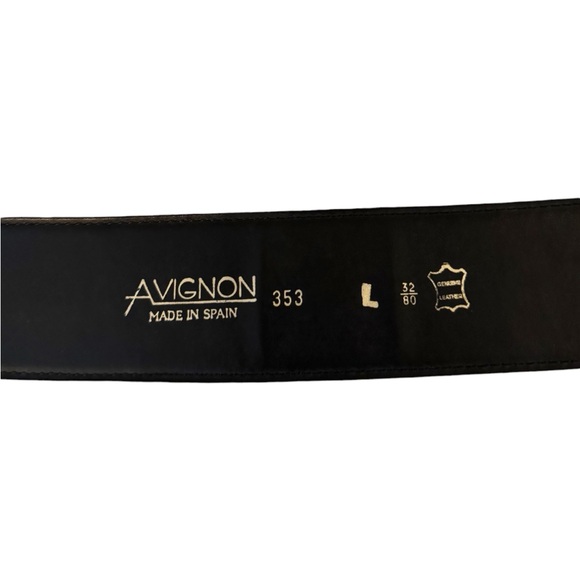 AVIGNON Late 80’s Blue Suede Wide Belt w/Ornamental Gold Buckle Sz L #353 Spain - Picture 5 of 6